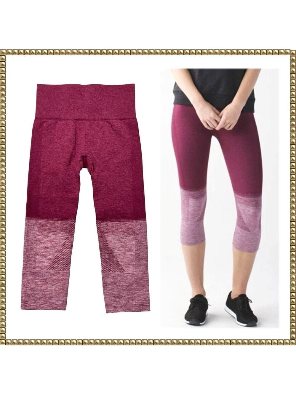 Lululemon Seamlessly Street Cranberry Ombre Capri Leggings Size 2